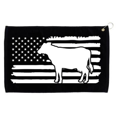 Cow American Flag With Cow Vintage Look Patriotic Famer Gift Grommeted Golf Towel