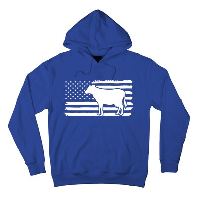 Cow American Flag With Cow Vintage Look Patriotic Famer Gift Hoodie