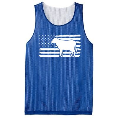 Cow American Flag With Cow Vintage Look Patriotic Famer Gift Mesh Reversible Basketball Jersey Tank