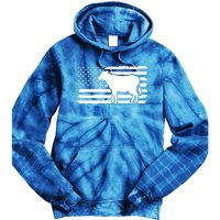 Cow American Flag With Cow Vintage Look Patriotic Famer Gift Tie Dye Hoodie