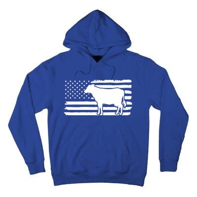 Cow American Flag With Cow Vintage Look Patriotic Famer Gift Tall Hoodie