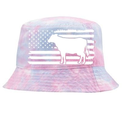 Cow American Flag With Cow Vintage Look Patriotic Famer Gift Tie-Dyed Bucket Hat