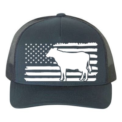 Cow American Flag With Cow Vintage Look Patriotic Famer Gift Yupoong Adult 5-Panel Trucker Hat