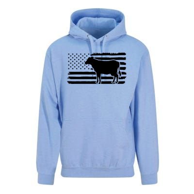 Cow American Flag With Cow Vintage Look Patriotic Famer Gift Unisex Surf Hoodie