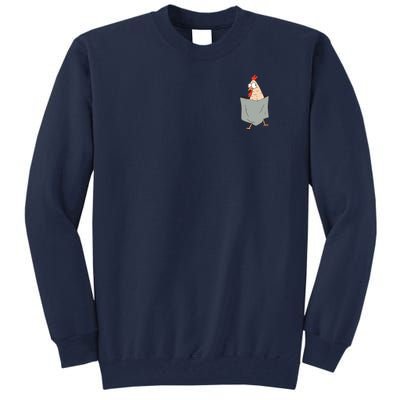 Cute And Funny Chicken In A Pocket Chicken Lovers Tall Sweatshirt