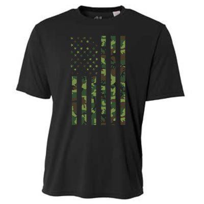 Camo American Flag Usa Camouflage Cooling Performance Crew T-Shirt