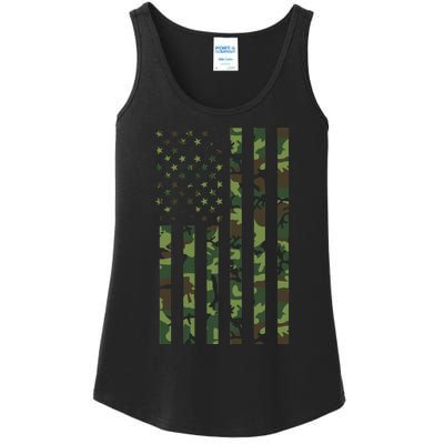 Camo American Flag Usa Camouflage Ladies Essential Tank