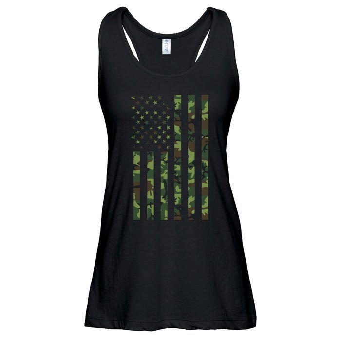 Camo American Flag Usa Camouflage Ladies Essential Flowy Tank