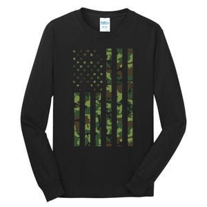 Camo American Flag Usa Camouflage Tall Long Sleeve T-Shirt