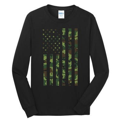 Camo American Flag Usa Camouflage Tall Long Sleeve T-Shirt