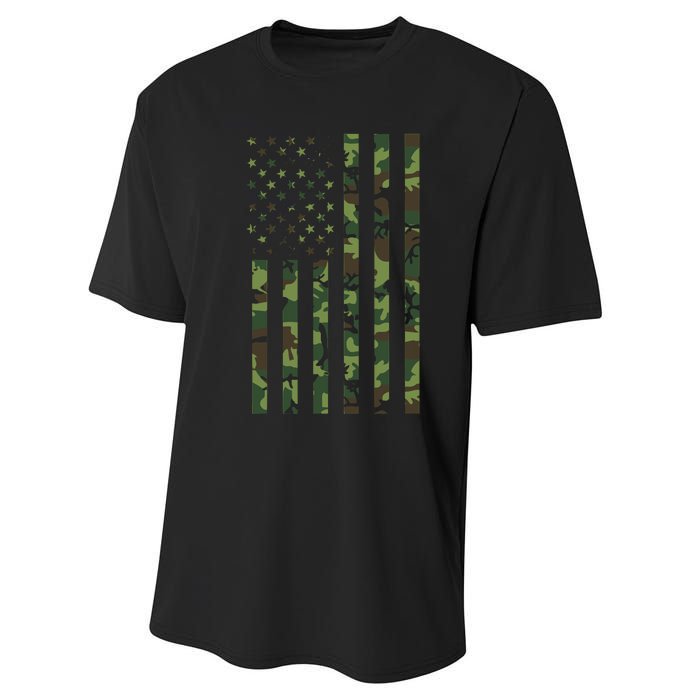 Camo American Flag Usa Camouflage Performance Sprint T-Shirt