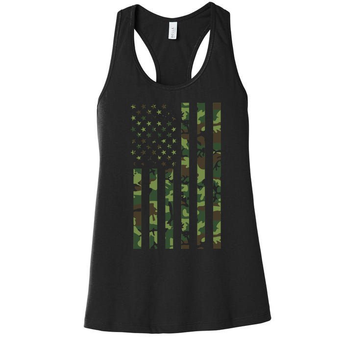 Camo American Flag Usa Camouflage Women's Racerback Tank