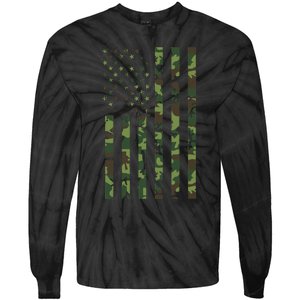 Camo American Flag Usa Camouflage Tie-Dye Long Sleeve Shirt