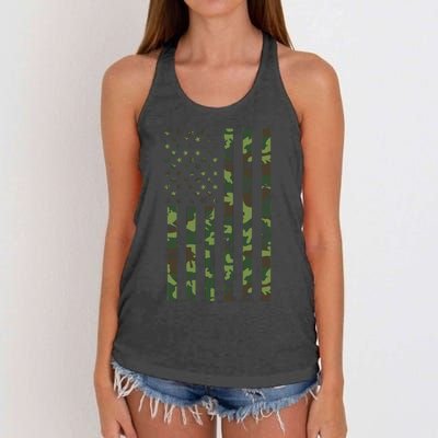 Camo American Flag Usa Camouflage Women's Knotted Racerback Tank