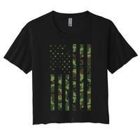 Camo American Flag Usa Camouflage Women's Crop Top Tee