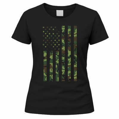 Camo American Flag Usa Camouflage Women's T-Shirt