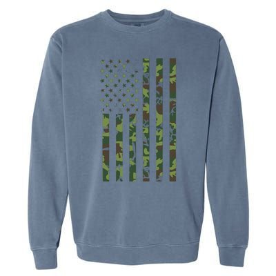 Camo American Flag Usa Camouflage Garment-Dyed Sweatshirt