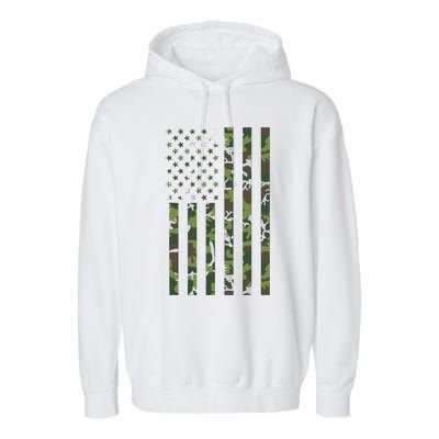 Camo American Flag Usa Camouflage Garment-Dyed Fleece Hoodie