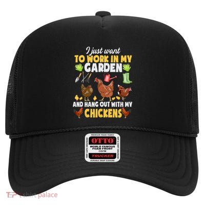 Chicken Animal Farm Garden For Farmer Gardening High Crown Mesh Back Trucker Hat
