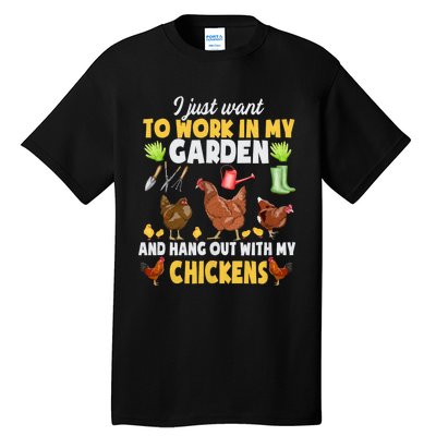 Chicken Animal Farm Garden For Farmer Gardening Tall T-Shirt