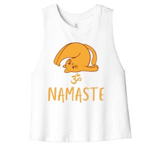 Cute And Funny Yoga Cat Namaste Om Savasana Cat Parents Gift Women's Racerback Cropped Tank