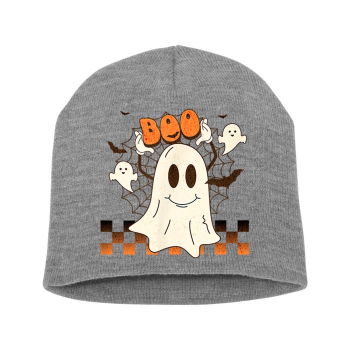 Cute And Funny Halloween Boo Ghost Short Acrylic Beanie