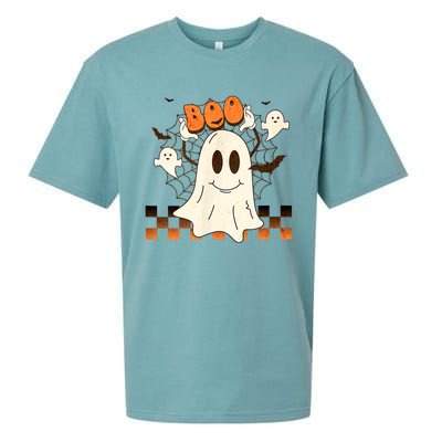 Cute And Funny Halloween Boo Ghost Sueded Cloud Jersey T-Shirt