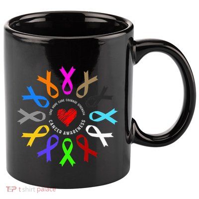 Cancer Awareness Fight Cancer Ribbon 11oz C Handle Ceramic Mug