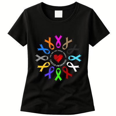 Cancer Awareness Fight Cancer Ribbon Womens T-Shirt