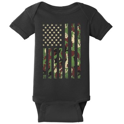 Camo American Flag Usa Camouflage Baby Bodysuit