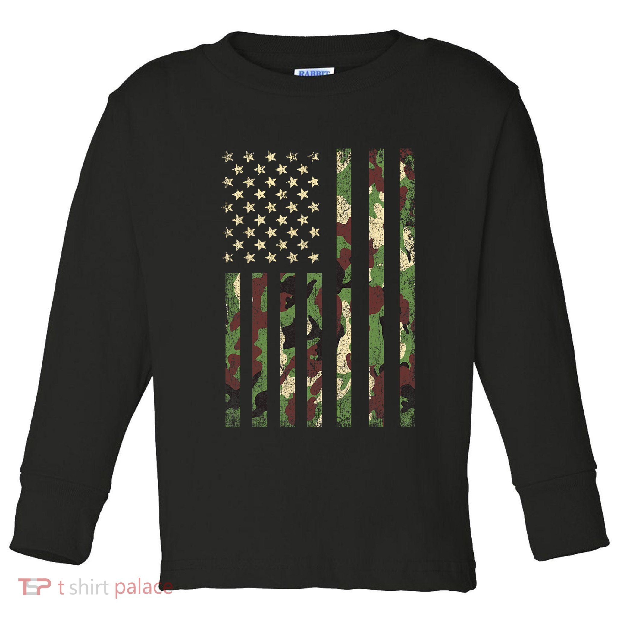 Camo American Flag Usa Camouflage Toddler Long Sleeve Shirt
