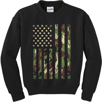 Camo American Flag Usa Camouflage Kids Sweatshirt