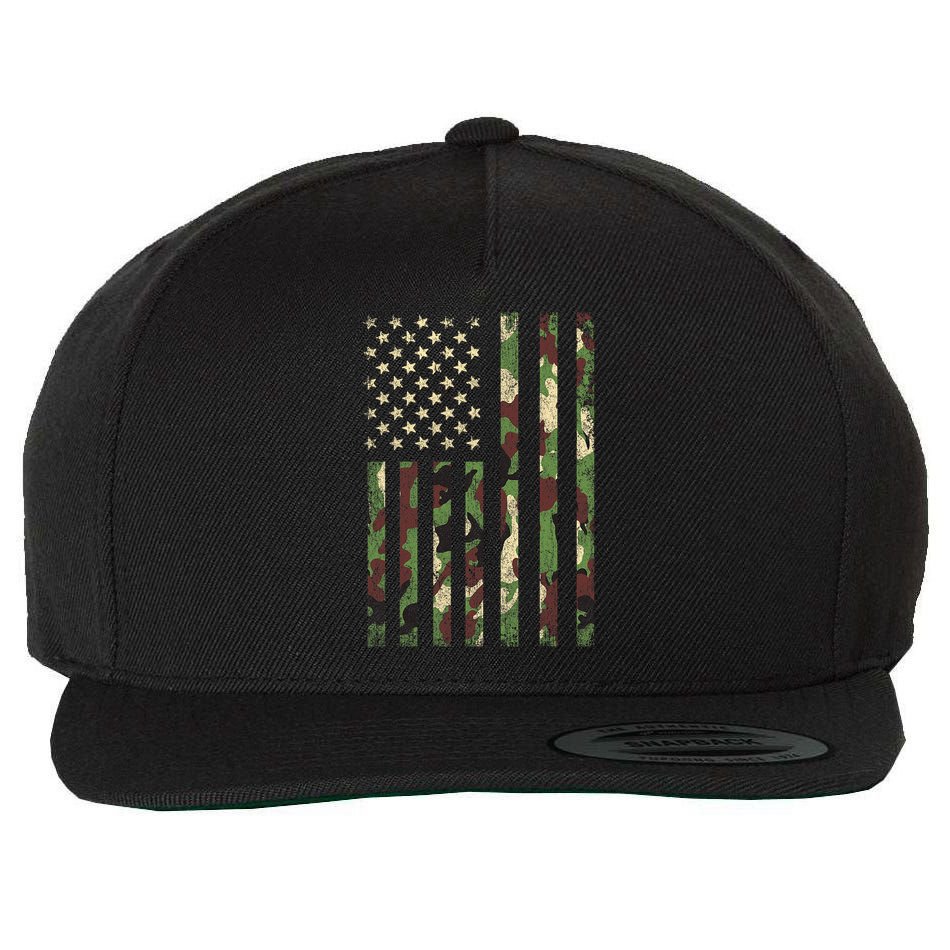 Camo American Flag Usa Camouflage Wool Snapback Cap