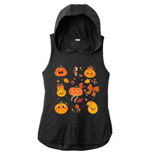 Cute Autumn Fall Pumpkins Ribbons Bows Ladies PosiCharge Tri-Blend Wicking Draft Hoodie Tank