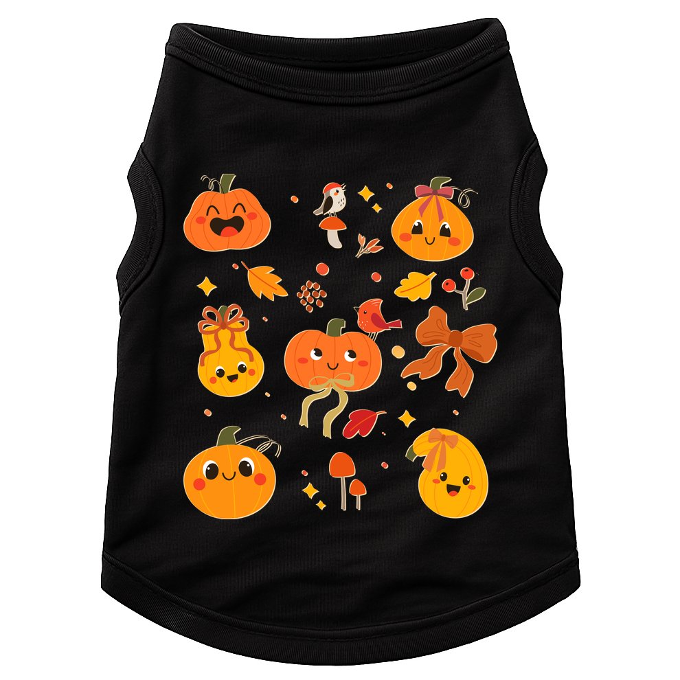 Cute Autumn Fall Pumpkins Ribbons Bows Doggie Tank