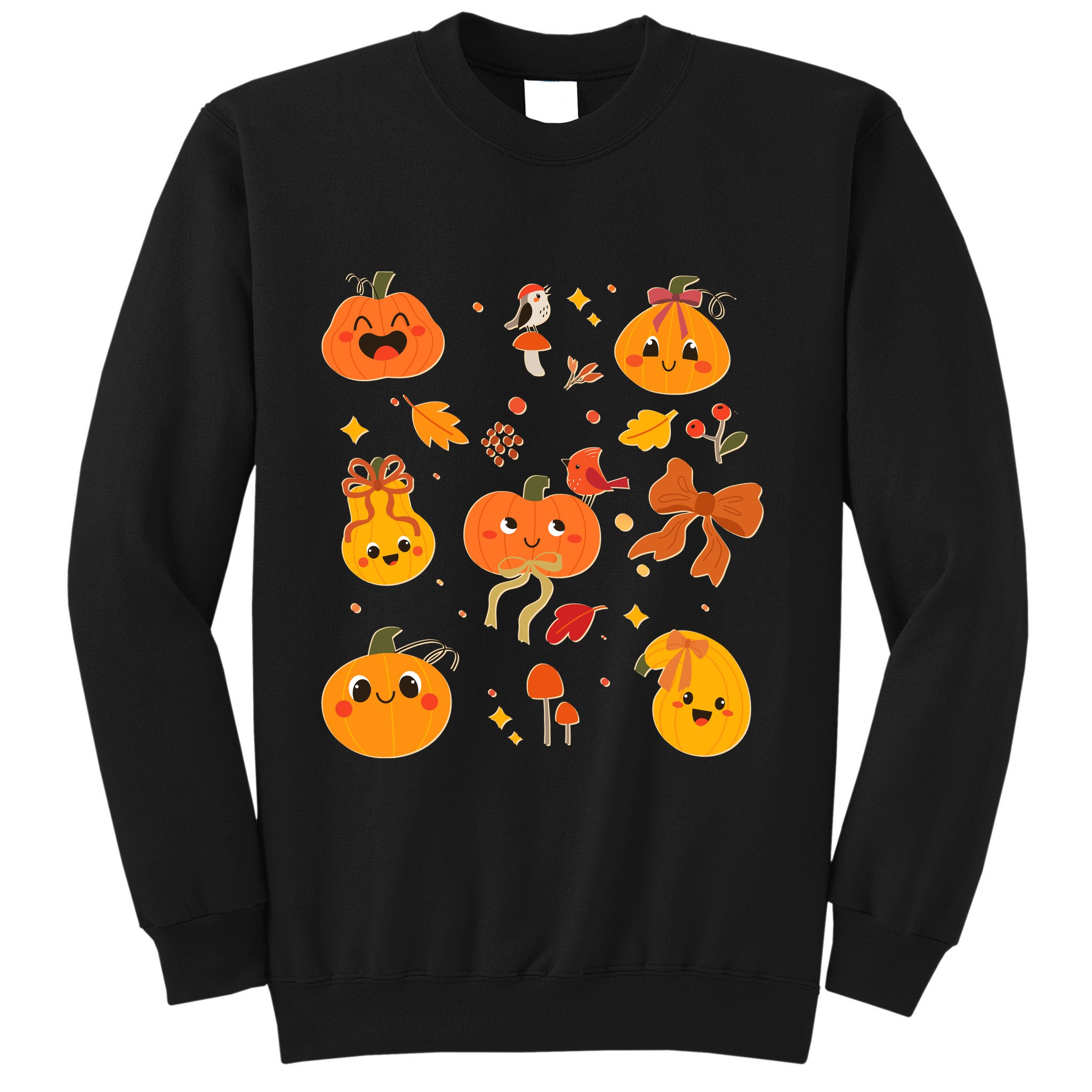 Cute Autumn Fall Pumpkins Ribbons Bows Sweatshirt