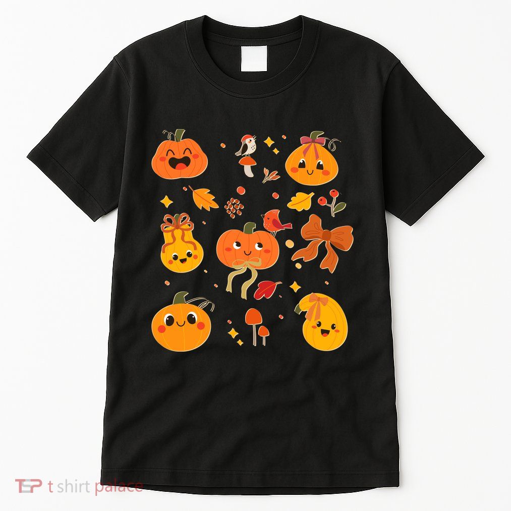 Cute Autumn Fall Pumpkins Ribbons Bows Tall T-Shirt