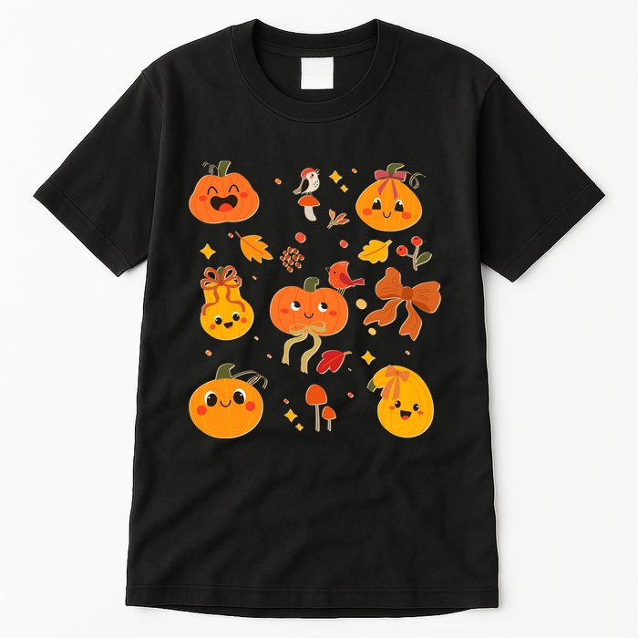 Cute Autumn Fall Pumpkins Ribbons Bows Tall T-Shirt