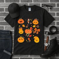 Cute Autumn Fall Pumpkins Ribbons Bows Tall T-Shirt