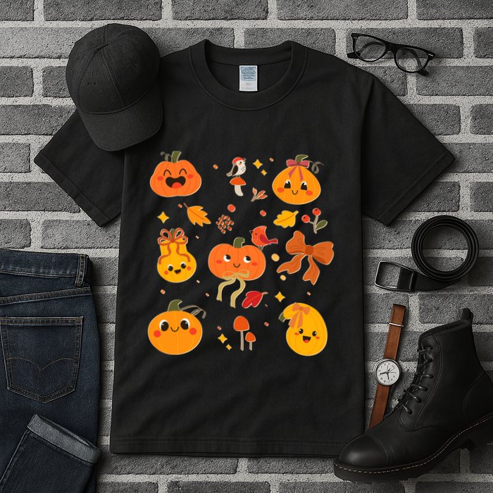 Cute Autumn Fall Pumpkins Ribbons Bows Tall T-Shirt