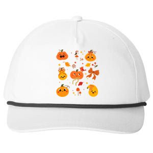 Cute Autumn Fall Pumpkins Ribbons Bows Snapback Five-Panel Rope Hat