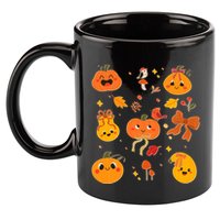 Cute Autumn Fall Pumpkins Ribbons Bows 11oz C Handle Ceramic Mug