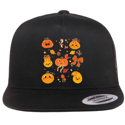 Cute Autumn Fall Pumpkins Ribbons Bows Flatbill Hat