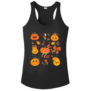 Cute Autumn Fall Pumpkins Ribbons Bows Ladies PosiCharge Competitor Racerback Tank