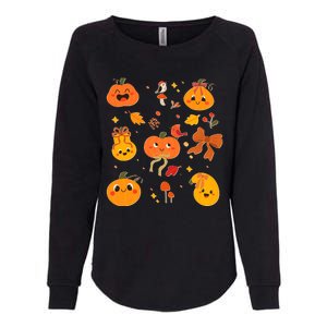 Cute Autumn Fall Pumpkins Ribbons Bows Womens California Wash Sweatshirt