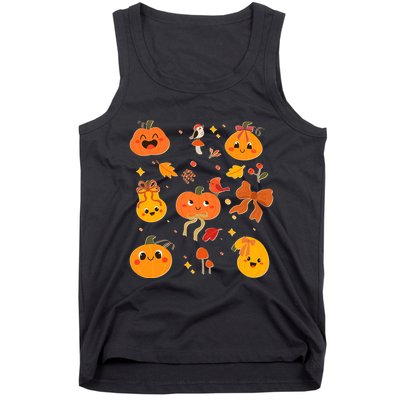 Cute Autumn Fall Pumpkins Ribbons Bows Tank Top
