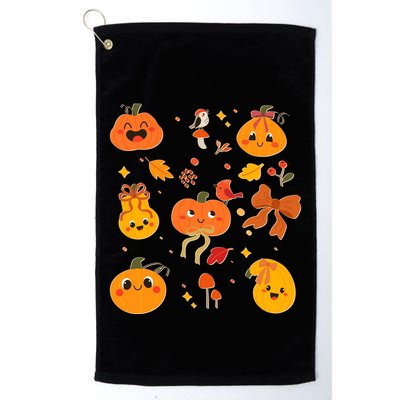 Cute Autumn Fall Pumpkins Ribbons Bows Golf Towel