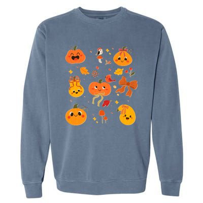 Cute Autumn Fall Pumpkins Ribbons Bows Garment-Dyed Sweatshirt