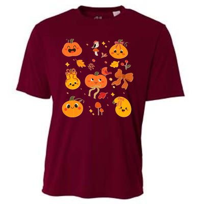 Cute Autumn Fall Pumpkins Ribbons Bows Cooling Performance Crew T-Shirt