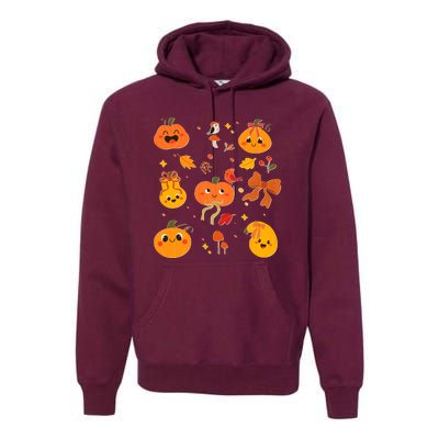 Cute Autumn Fall Pumpkins Ribbons Bows Premium Hoodie